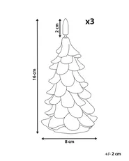 Set of 3 LED Candles VELOURA 16 cm Christmas Tree Green_1015945