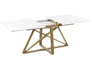 Extending Dining Table MAXIMUS White Marble 160/200 cm 90 cm_850398