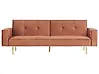 Sofa Bed 3 Seater VISNES Velvet Golden Brown