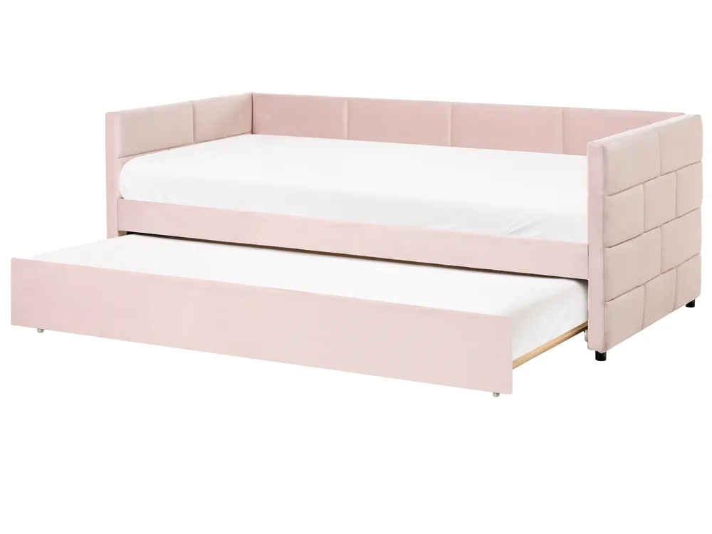 Trundle Bed Velvet CHAVONNE 90 x 200 cm (EU Single) Pink