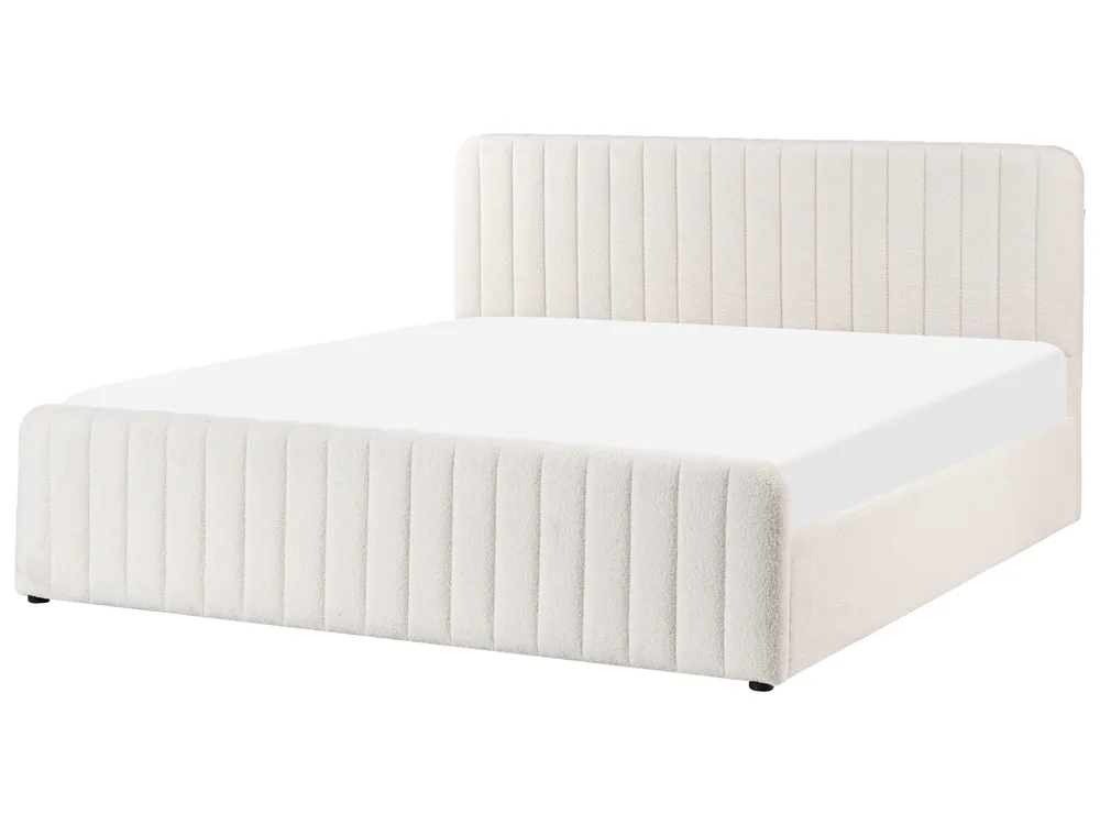 Ottoman Bed LUNAN Boucle White 180 x 200 cm (EU Super King)_1048380