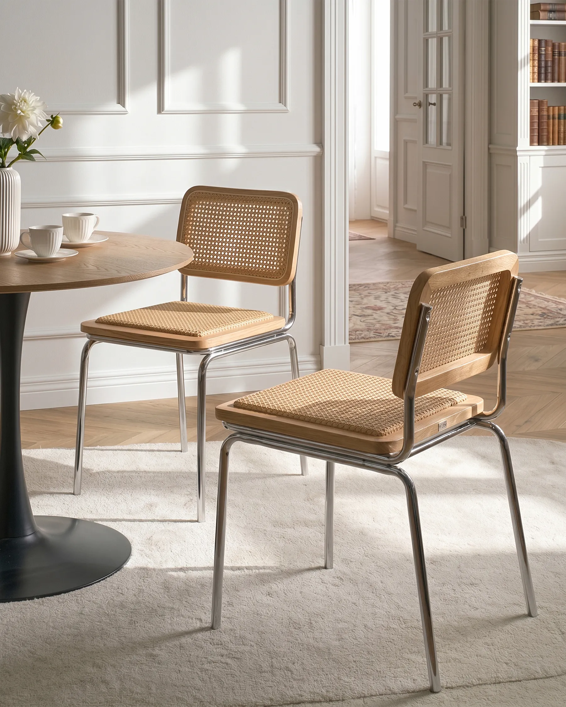 Set of 2 Dining Chairs CORVALLIS PE Rattan Light Brown_1061975