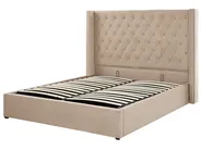 Ottoman Bed LUBBON Velvet Beige 160 x 200 cm (EU King Size)_772946