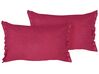 Set of 2 Decorative Cushions SASSAFRAS 30 x 45 cm Linen Burgundy Solid