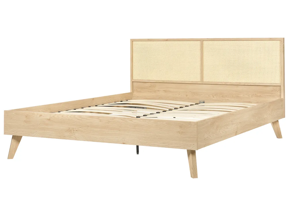 Bed Rattan MONPAZIER 160 x 200 cm (EU King Size) Light Brown_863386