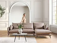 Corner Sofa GALLO Faux Suede Light Brown Left Hand_1182672