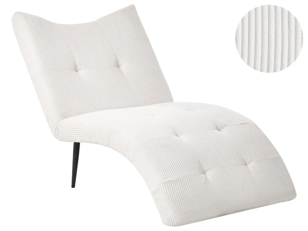 Chaise Longue QUILLY Corduroy Off-White