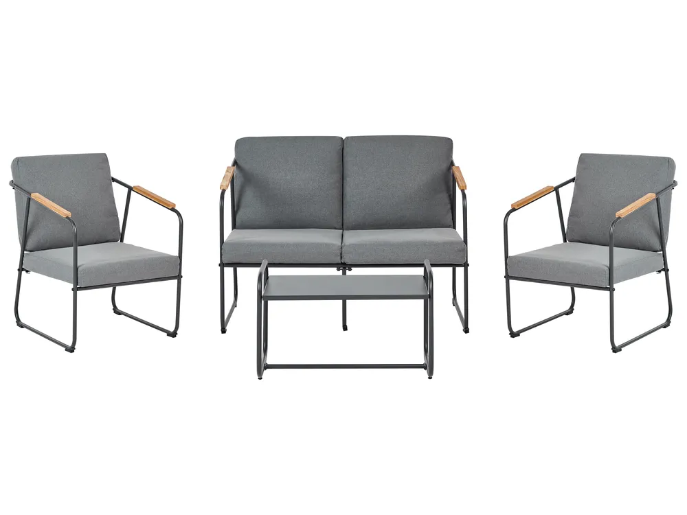 Garden Lounge Set with Table 4 Seater VEZZANA Metal Grey