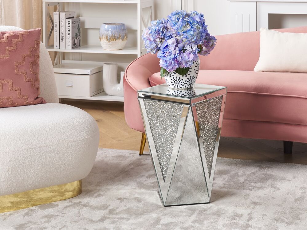 Sidebord LUXEY Glass Speilsølv