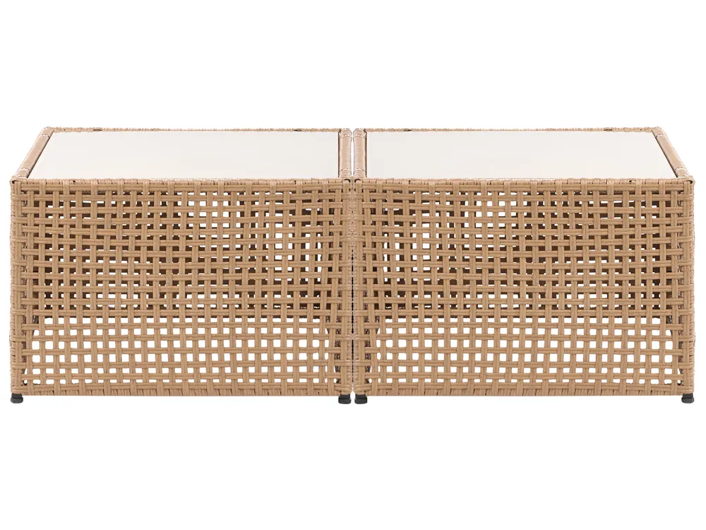 Garden Corner Sofa with Table 6 Seater OMEGANA Modular PE Rattan Light Beige_1040946