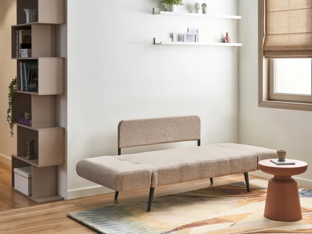 Sofa Bed 2 Seater DOROTEA Boucle Beige_1071502
