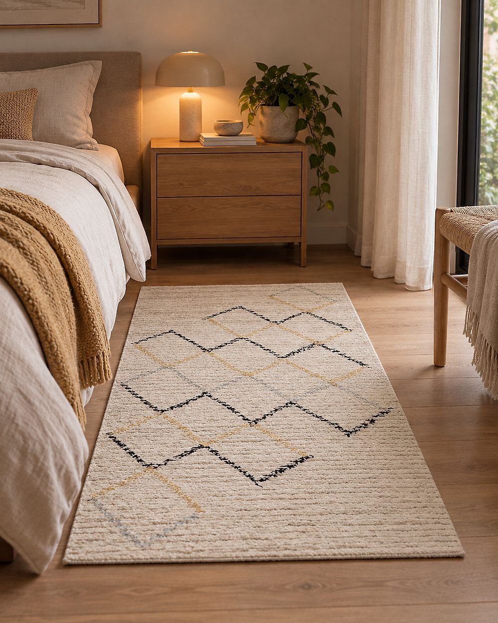 Teppe TEZPUR Beige 80 x 150 cm Bomull