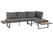 Garden Corner Sofa with Table 4 Seater PIENZA Light Brown/ Grey Left Hand_1003082