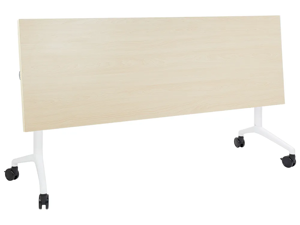 Hopfällbart skrivbord CAVI 180 cm 60 cm med hjul Ljusbrun_922307