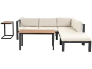 Garden Corner Sofa with Table 5 Seater MESSINA Grey/ Beige Left Hand_878119