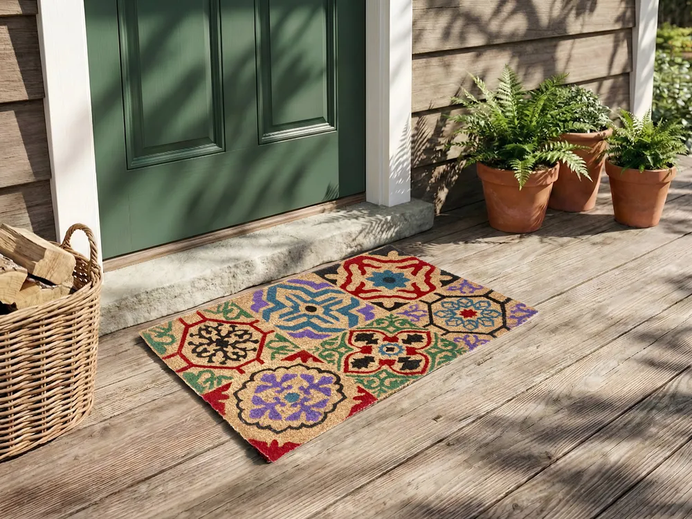 Coir Doormat Abstract Motif Natural NAUKATI Various Sizes