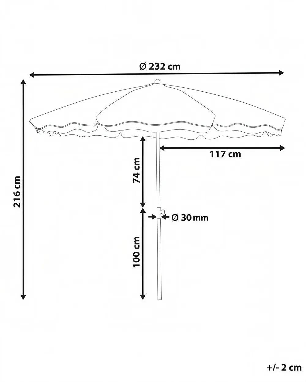Parasoll 232 cm SESTRIERE Turkos_1020747