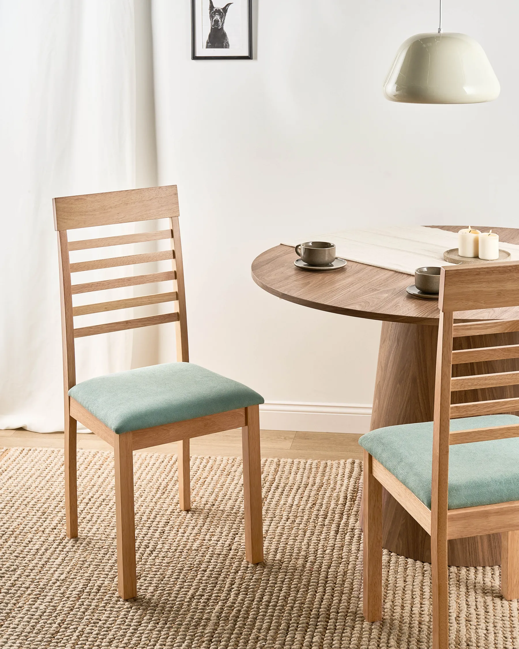 Set of 2 Dining Chairs ORTLEY Wood Light Brown/ Mint_1010657