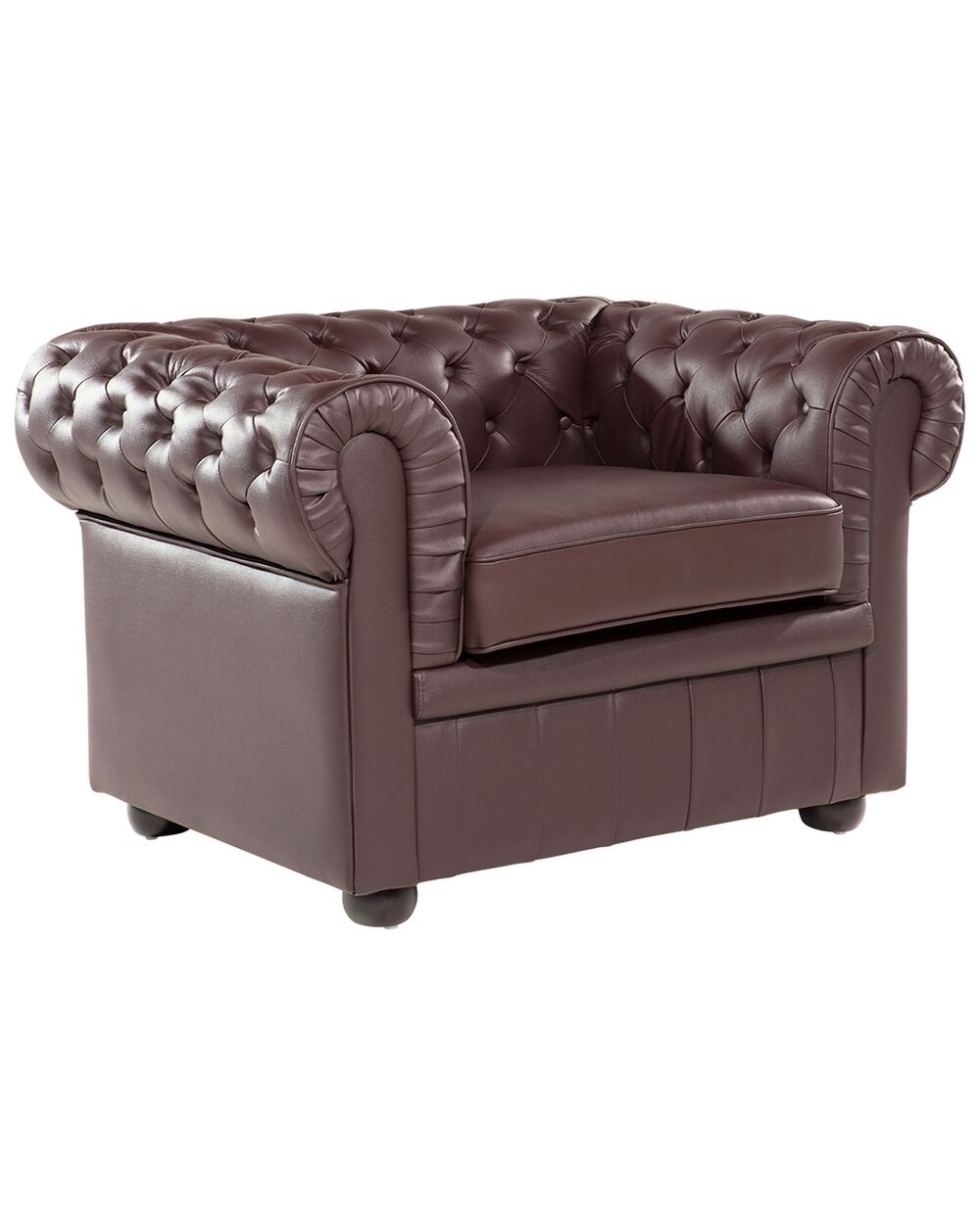 Armchair CHESTERFIELD Leather Brown