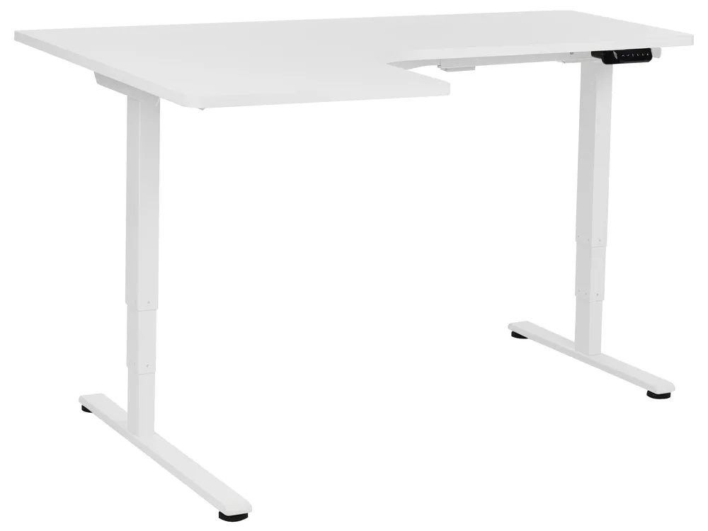 Electric Adjustable Corner Desk DESTINES 160 cm 109 cm White Left Hand