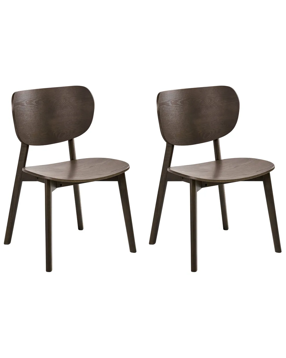 Set of 2 Dining Chairs OVERLY Wood Dark Ash Wood