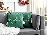 Set med 2 prydnadskuddar ELETTARIA 45 x 45 cm Bomull Grön Julmotiv_1183748