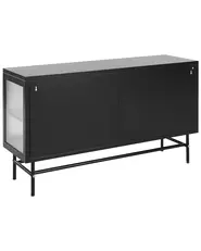 Vitrinskänk i glas DEVON 115 cm Metall Svart_830327