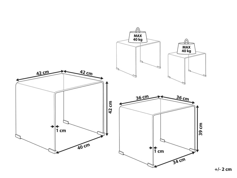 Set of 2 Side Tables KENDALL Tempered Glass Blue_1017390