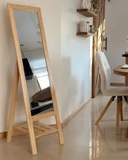 Standing Mirror with Shelf LUISANT 145 cm Pine Wood Light Brown_1054430
