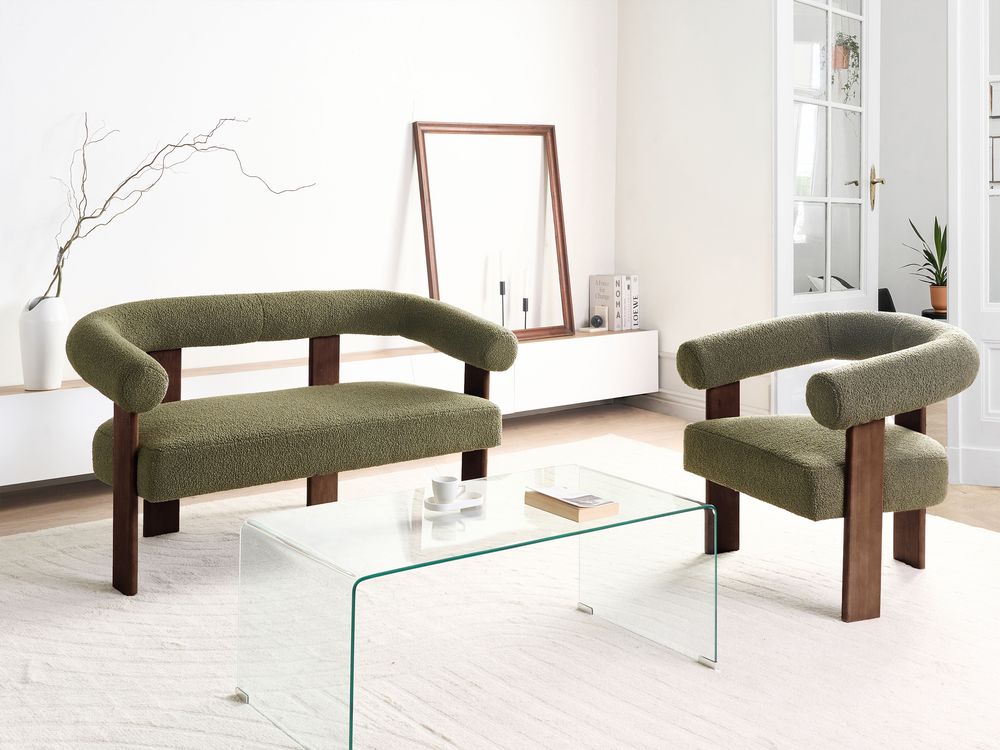 Sofagruppe ILBRO Bouclé Grønn/mørkebrun