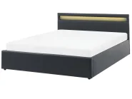 Ottoman Bed with LED ARMELLE Faux Leather Black 160 x 200 cm (EU King Size)_1131151
