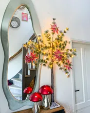Wall Mirror REIGNY 57 cm 160 cm Velvet Olive Green_951654