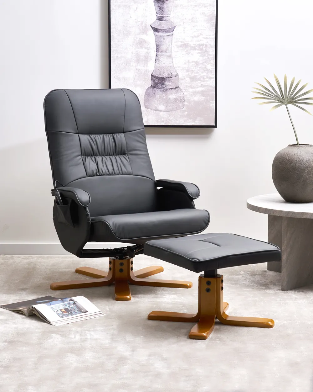 Massage Chair RELAXPRO with Footstool Faux Leather Black