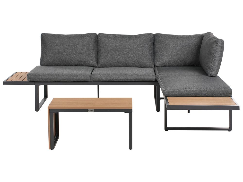 Garden Corner Sofa with Table 4 Seater PIENZA Light Brown/ Grey Left Hand