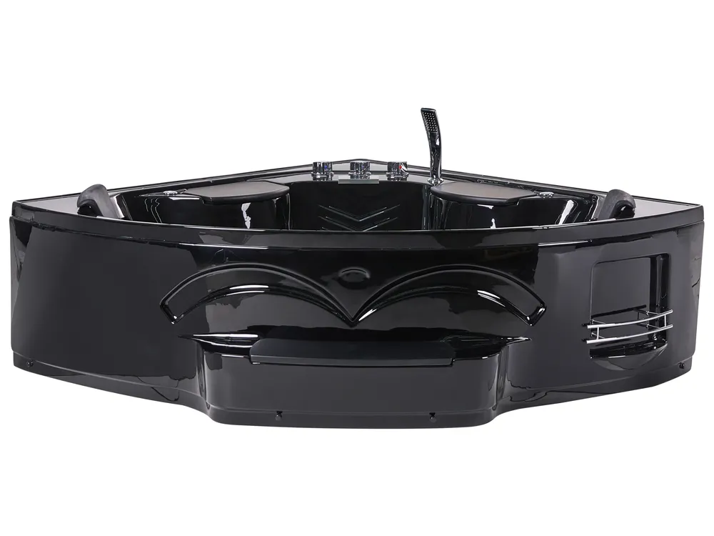 Corner Hot Tub with LED CUYABENO 2110 x 1500 mm Black_1033701