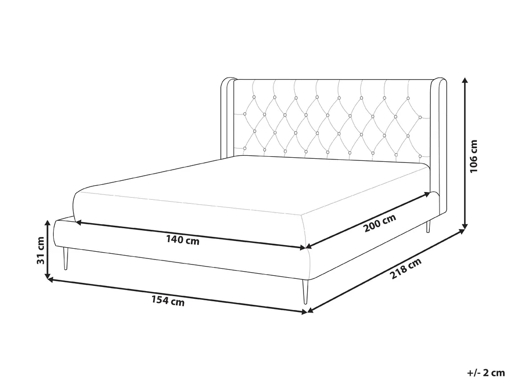 Bed Velvet FORBACH 140 x 200 cm (EU Double) Beige_843870