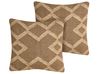 Set of 2 Decorative Cushions GOPI 45 x 45 cm Jute Light Brown Geometric Pattern