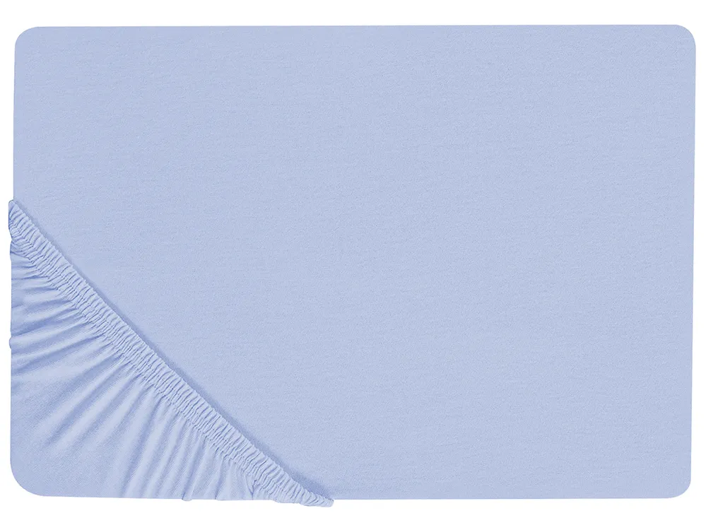 Fitted Sheet JANBU 180 x 200 cm Cotton Light Blue