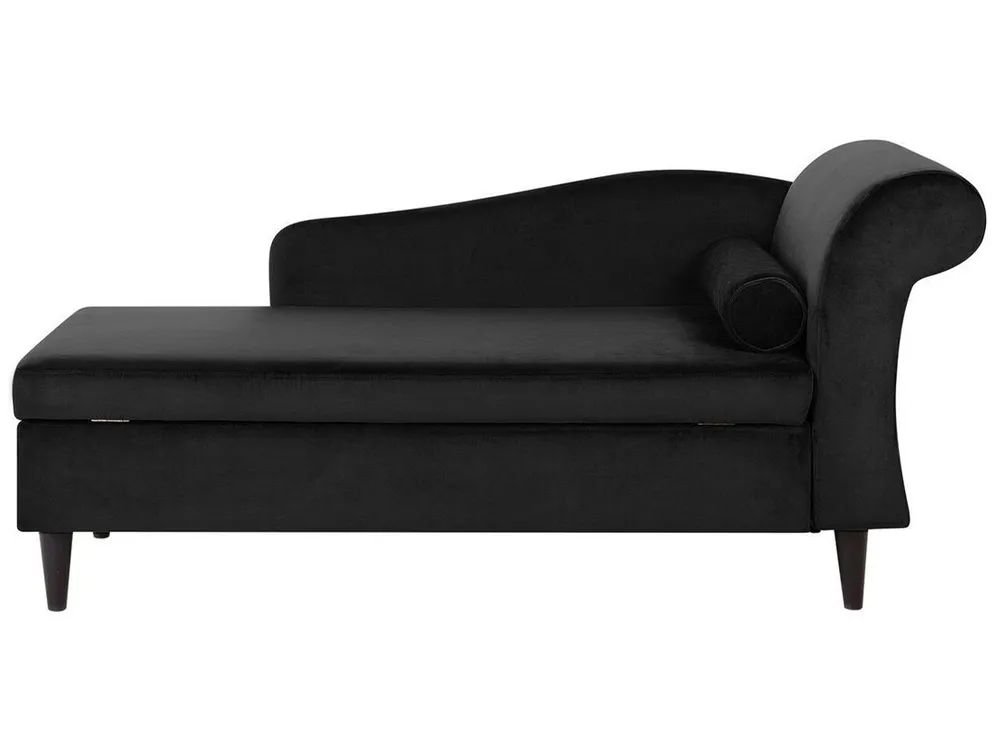 Right-Hand Chaise Longue LUIRO with Storage Velvet Black