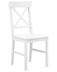 Set of 2 Dining Chairs BARLEE Poplar Wood White_975577