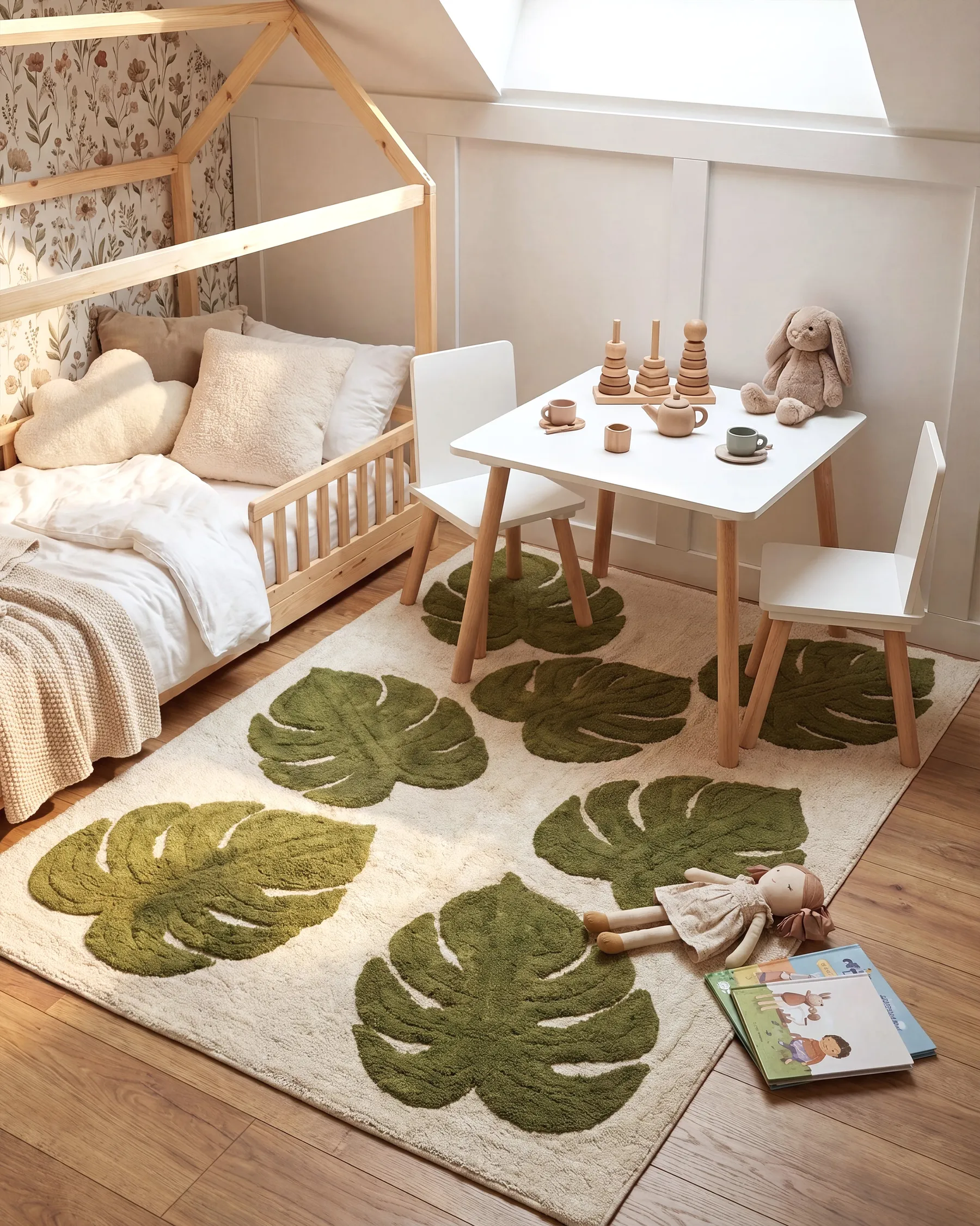 Kids Rug BOTANIST Beige 140 x 200 cm Cotton_1108070