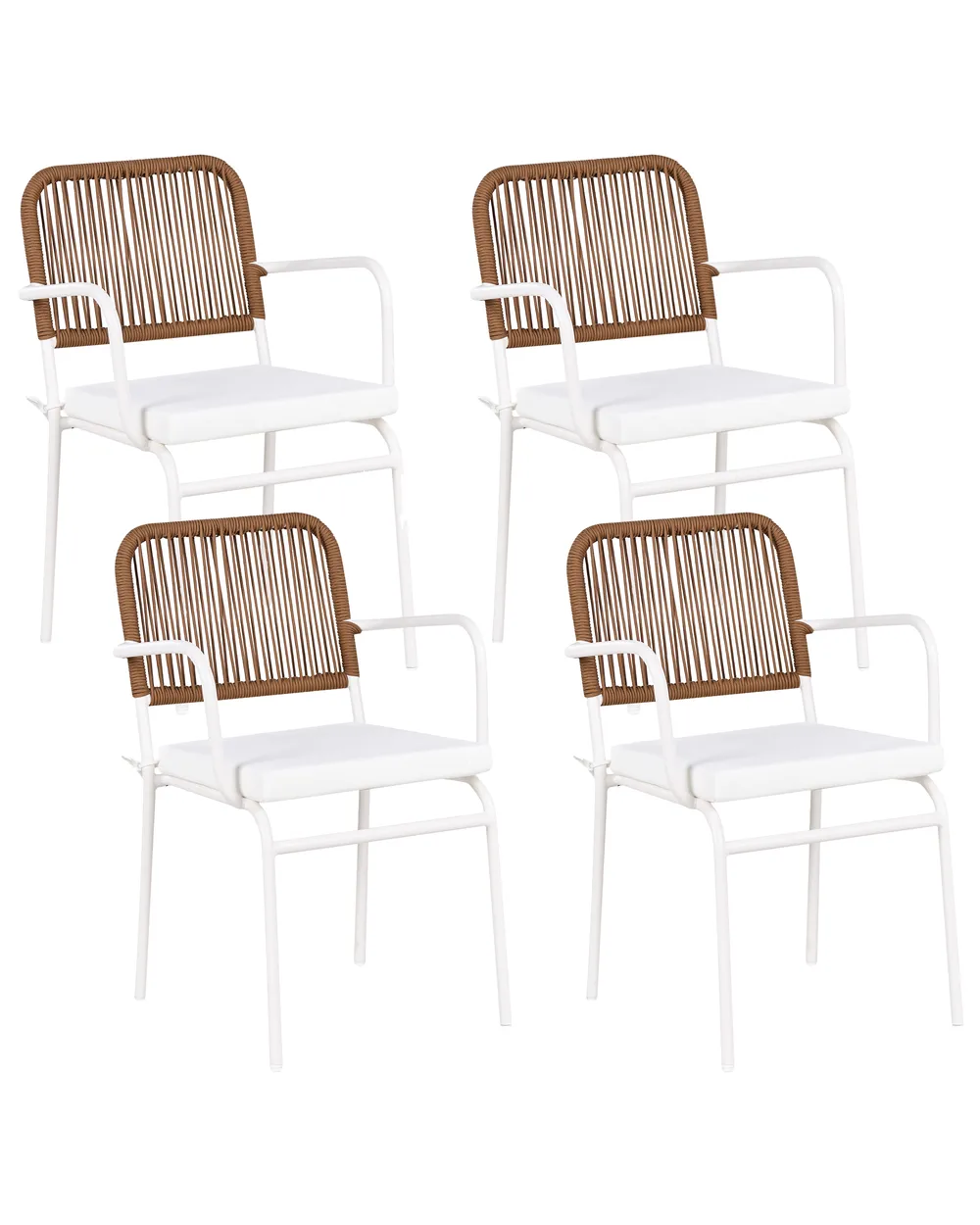 Set of 4 Garden Chairs with Cushions TACENO Metal White