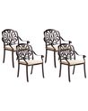 Set of 4 Garden Chairs with Cushions ANCONA Metal Dark Brown