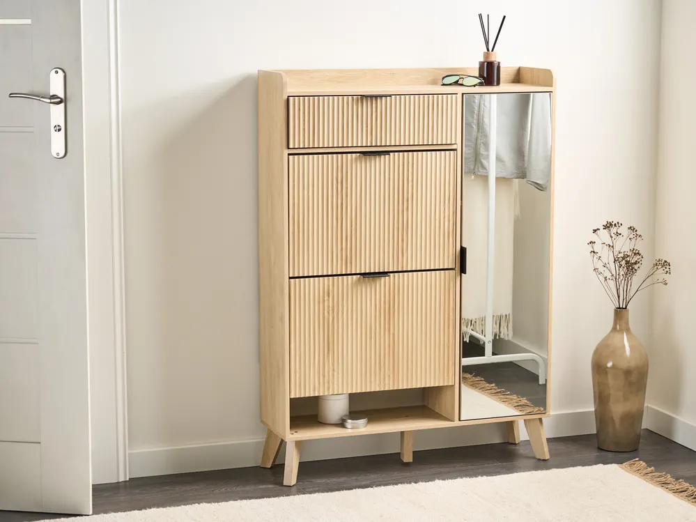 Shoe Storage Cabinet MOONIE Light Brown