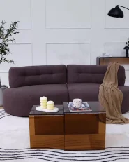 Soffa 3-sits LAERDAL Sammet Taupe_1062695