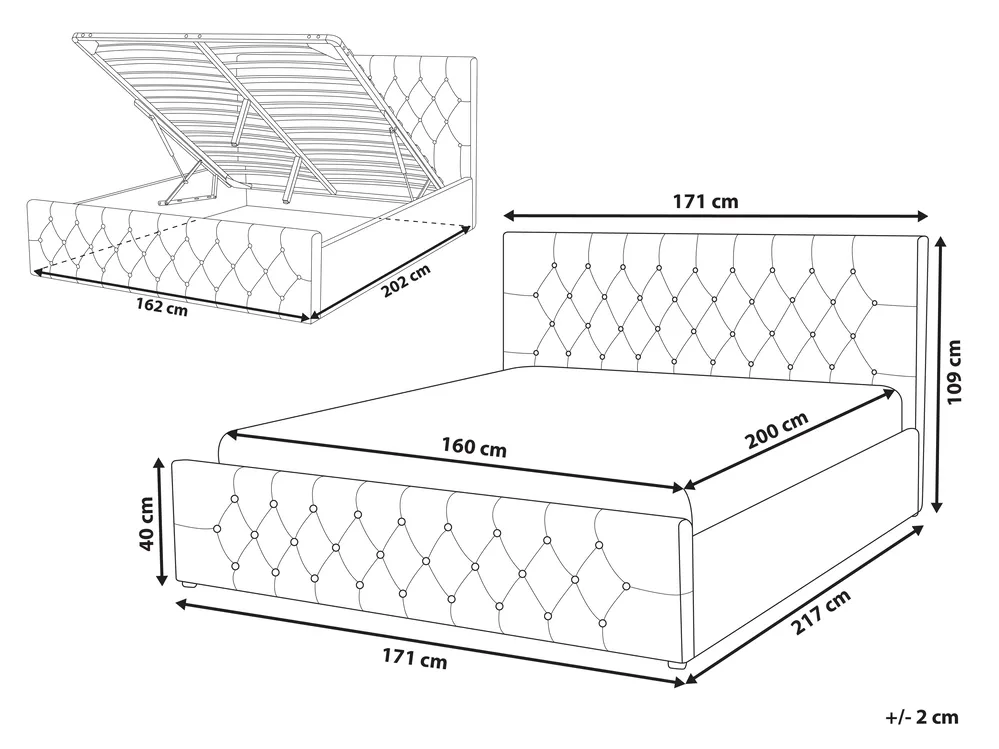 Ottoman Bed AMIENS Velvet Light Beige 160 x 200 cm (EU King Size)_791251