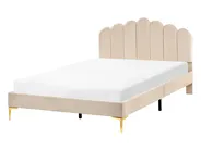 Säng med lamellram Sammet SAUVIAN 140 x 200 cm Beige_1014401