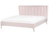 Bed Velvet MIRIBEL 180 x 200 cm (EU Super King) Pastel Pink