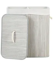 Laundry Basket KANDY Bamboo Light Grey 100 L_849128