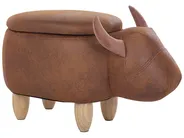 Storage Animal Stool COW Cow Faux Leather Light Brown_710560